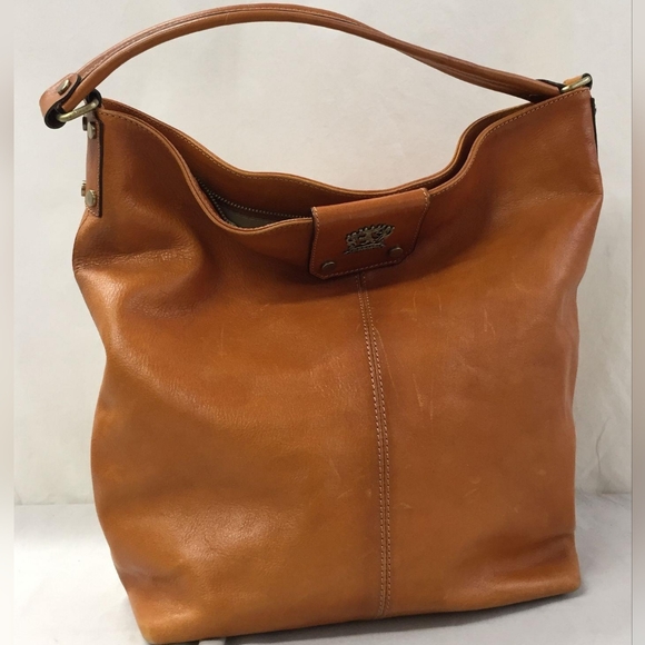 Pratesi Firenze Collodi Aged Leather Large Hobo Handbag- Camel - Picture 2 of 6